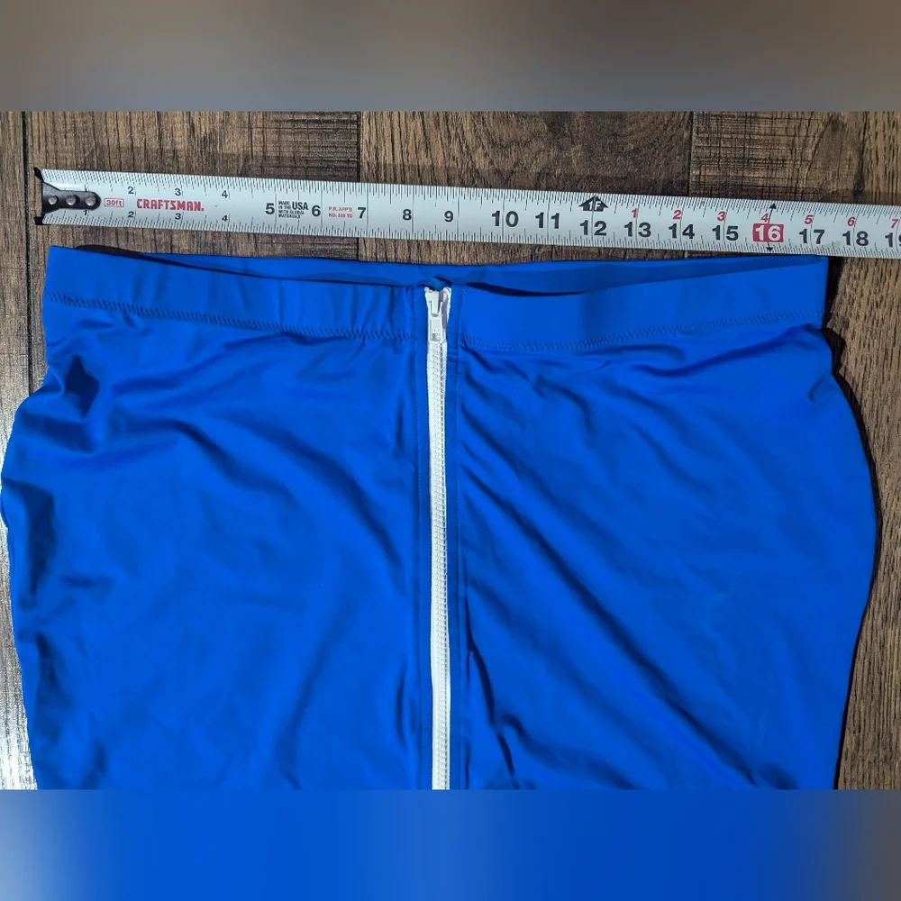 Skims Sporty Zipper Swim Mini Skirt Cover Up Cobalt Blue Size 2X NWT! Beach